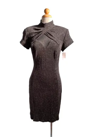 90s Black Sparkle Eveningwear Dress, NOS Deadstock Unworn w/Tags S/M