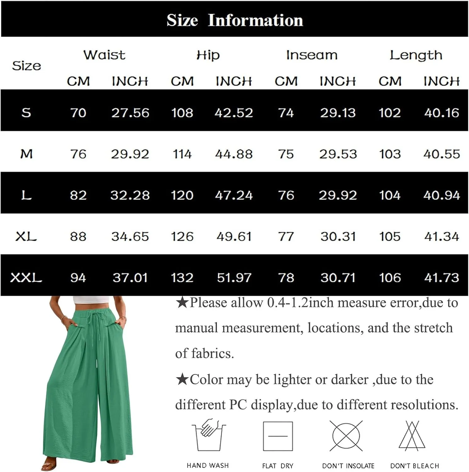 Beach Pants for Women Wide Leg Elastic Waisted Chiffon Baggy Flowy Long Lounge Trousers Vacation Pant with Pockets