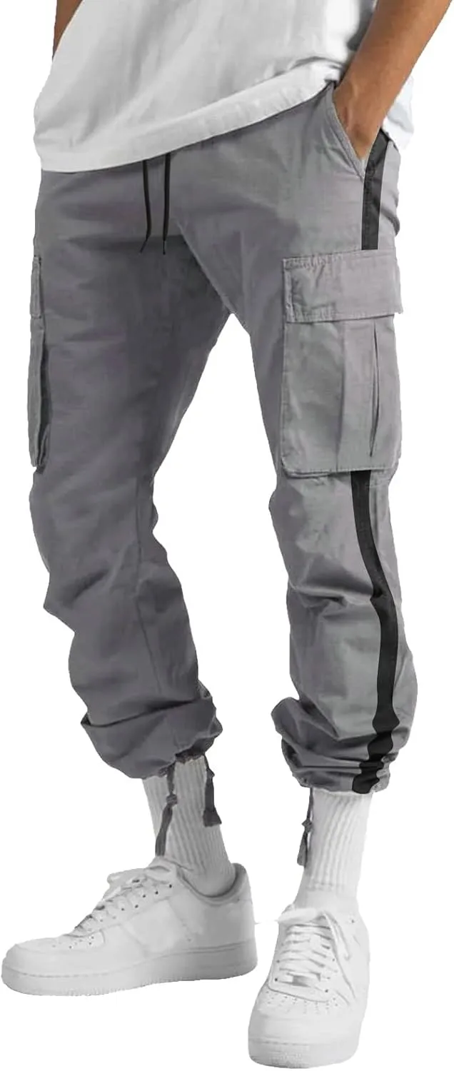 Cargo Pants for Men Big and Tall Elastic Waist Jogger Sports Pants Drawstring Sports Trousers Joggers for Men Sports