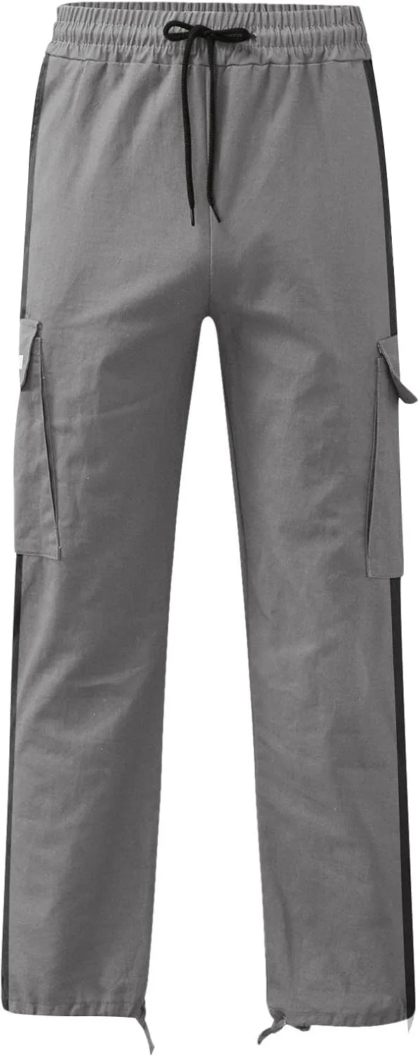 Cargo Pants for Men Big and Tall Elastic Waist Jogger Sports Pants Drawstring Sports Trousers Joggers for Men Sports