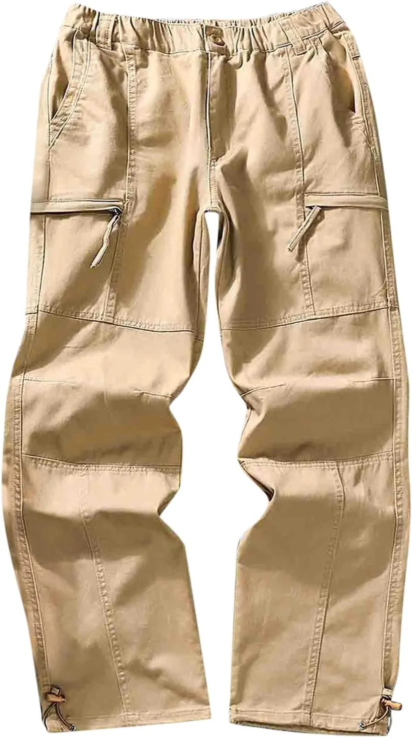 Cargo Pants for Men Relaxed Fit Sweatpants Slim Fit Workout Training Thigh Mesh Gym Jogger Pants with Zipper Pockets