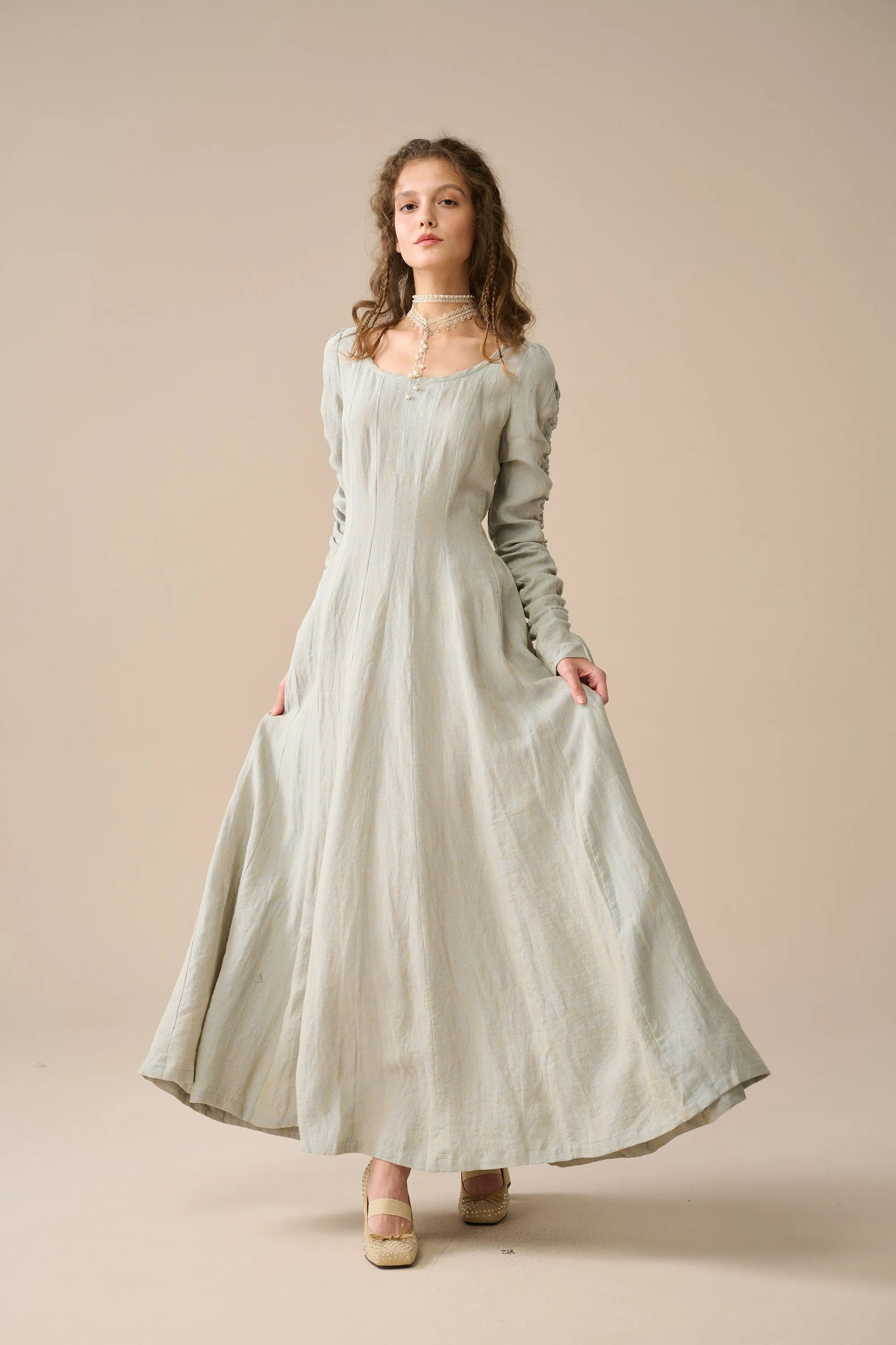 Crystal 17 | vicotian maxi linen dress