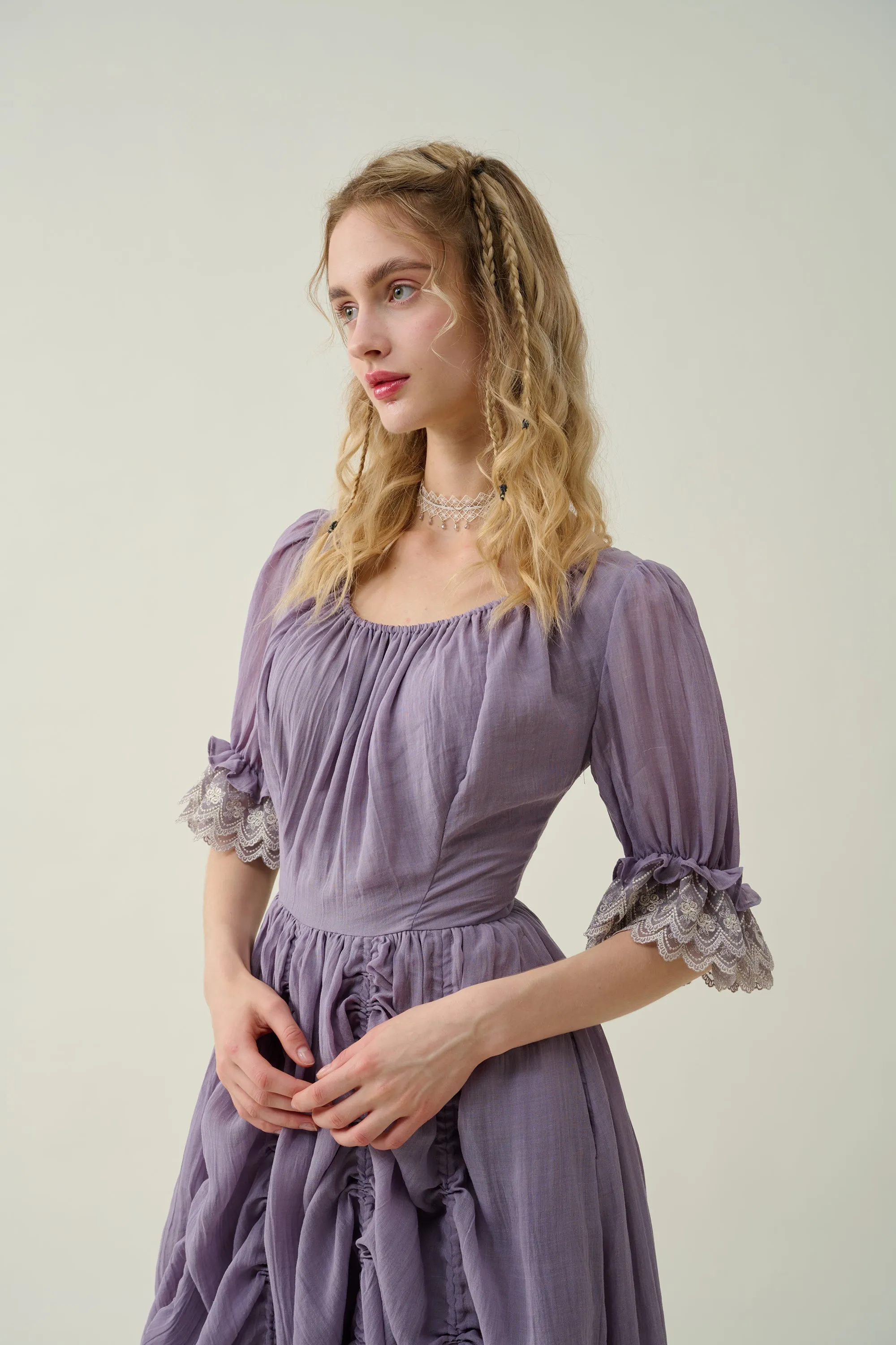 Elowen 27 | Lace Linen dress gown ( 2 way to wear )