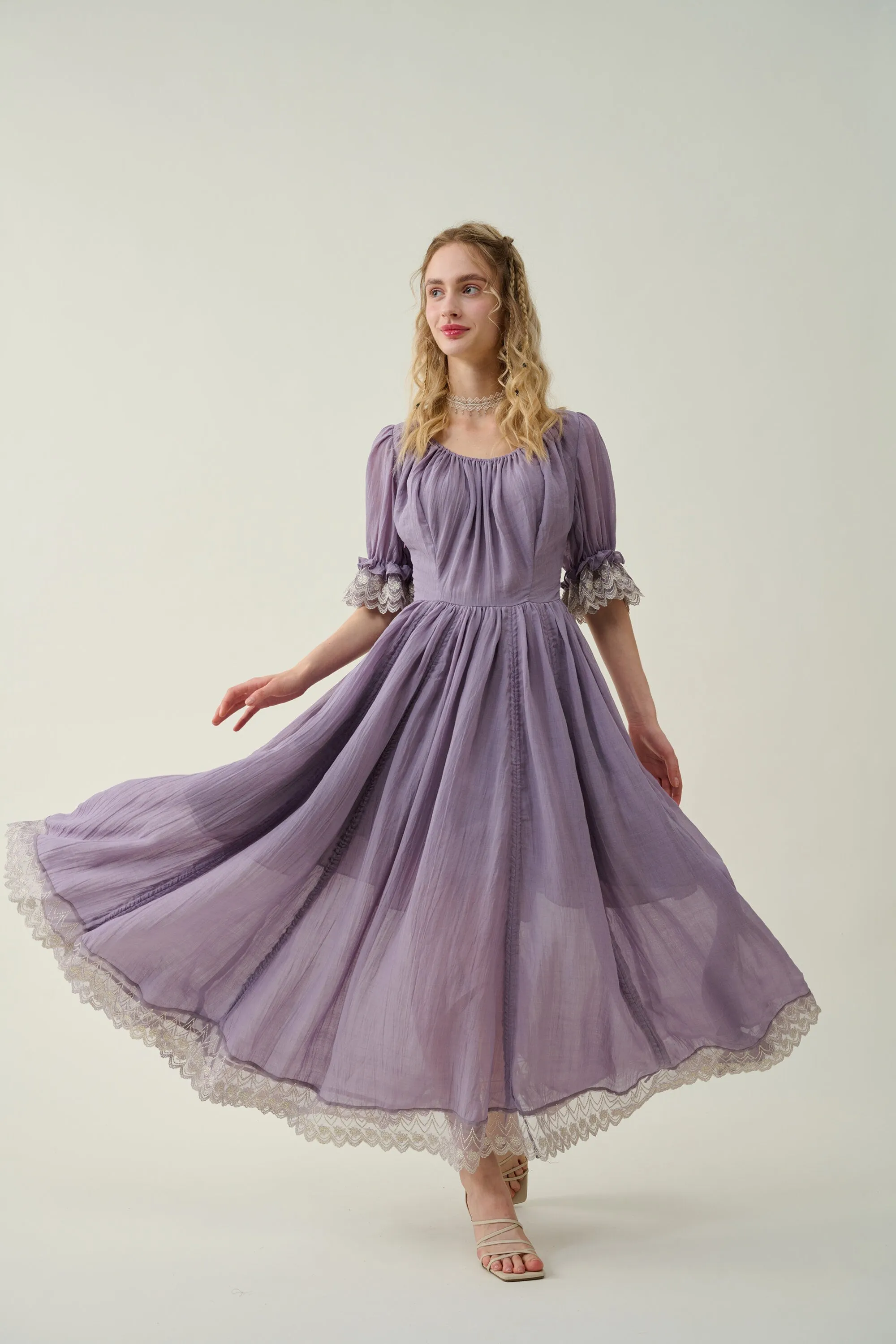 Elowen 27 | Lace Linen dress gown ( 2 way to wear )