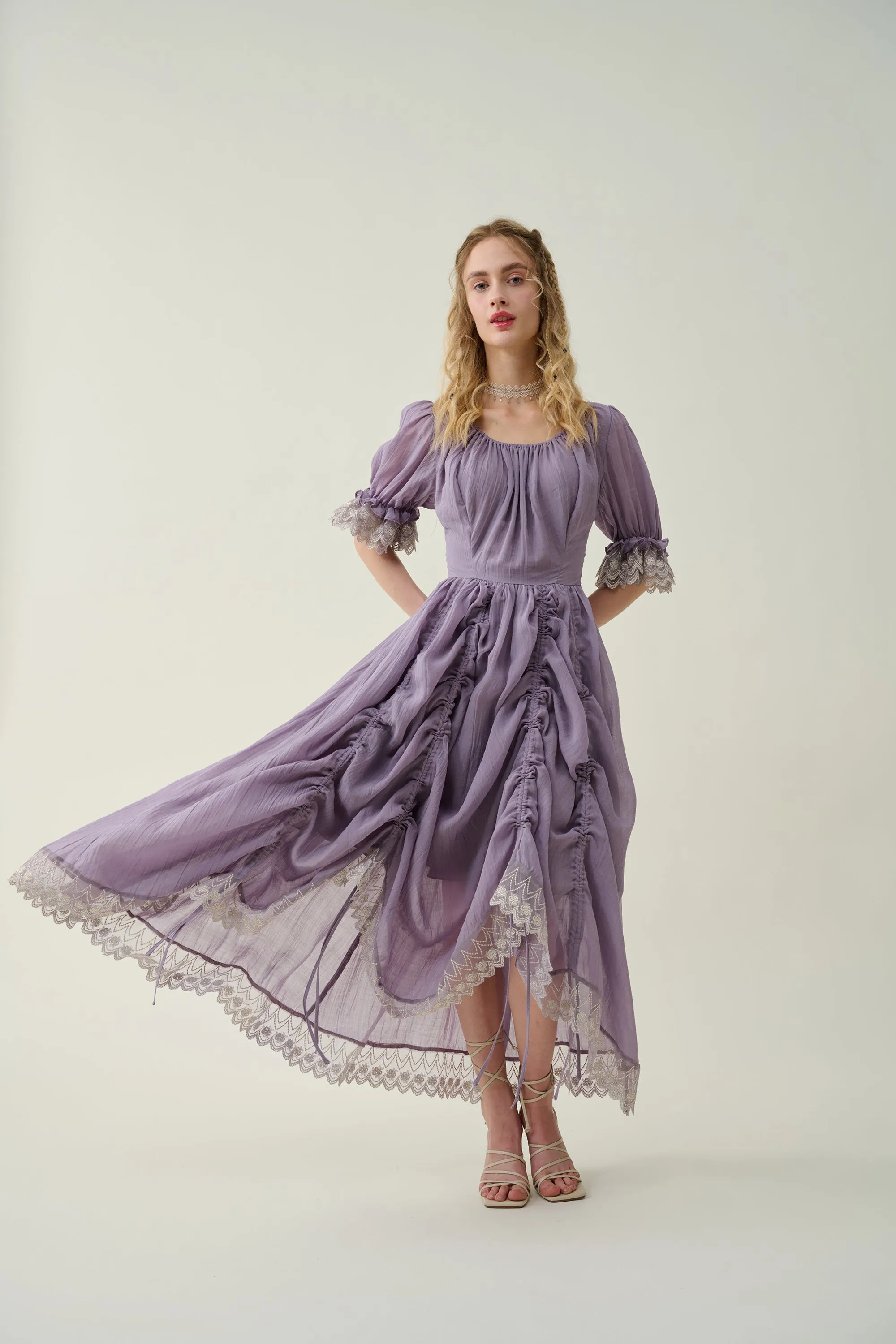 Elowen 27 | Lace Linen dress gown ( 2 way to wear )