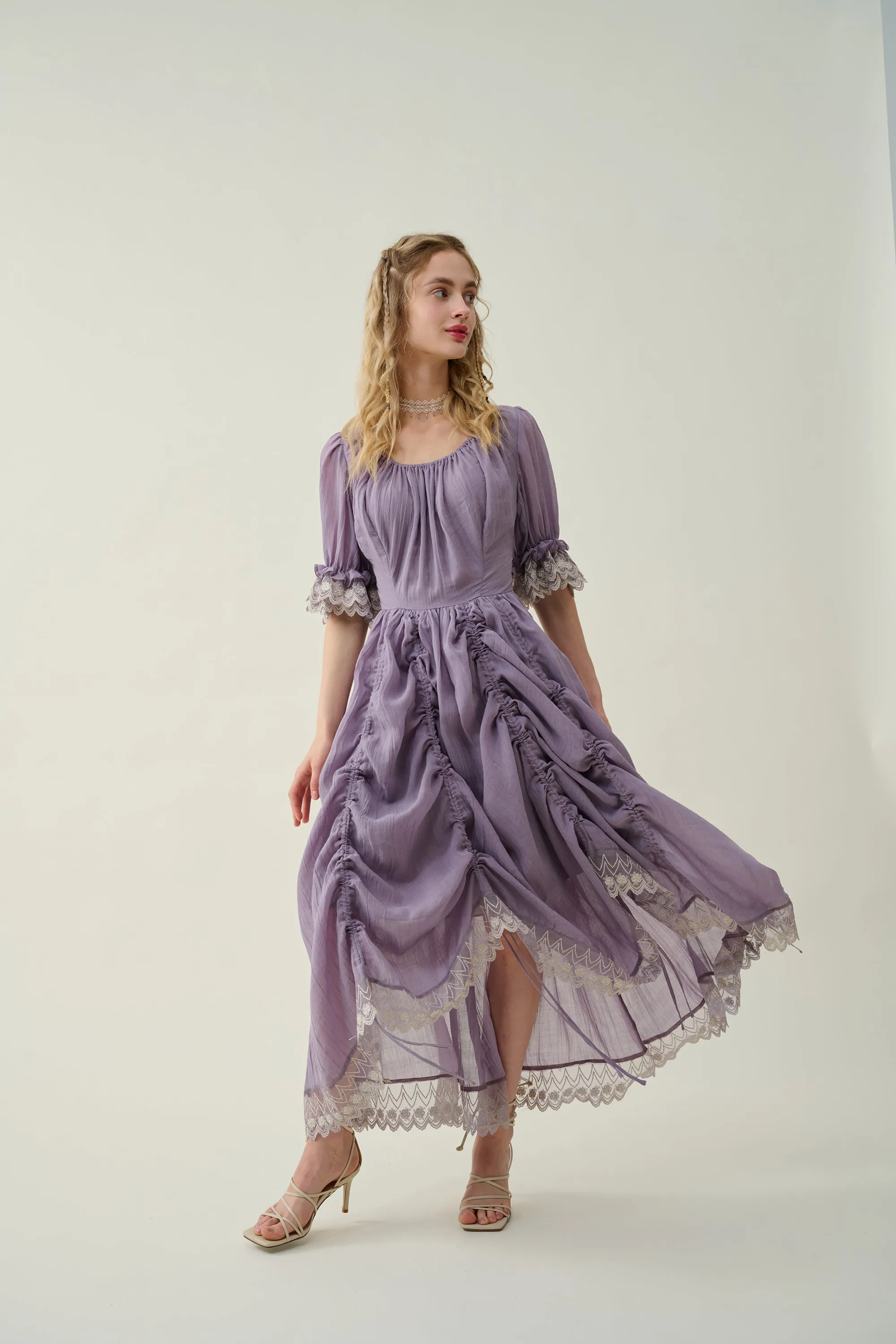 Elowen 27 | Lace Linen dress gown ( 2 way to wear )