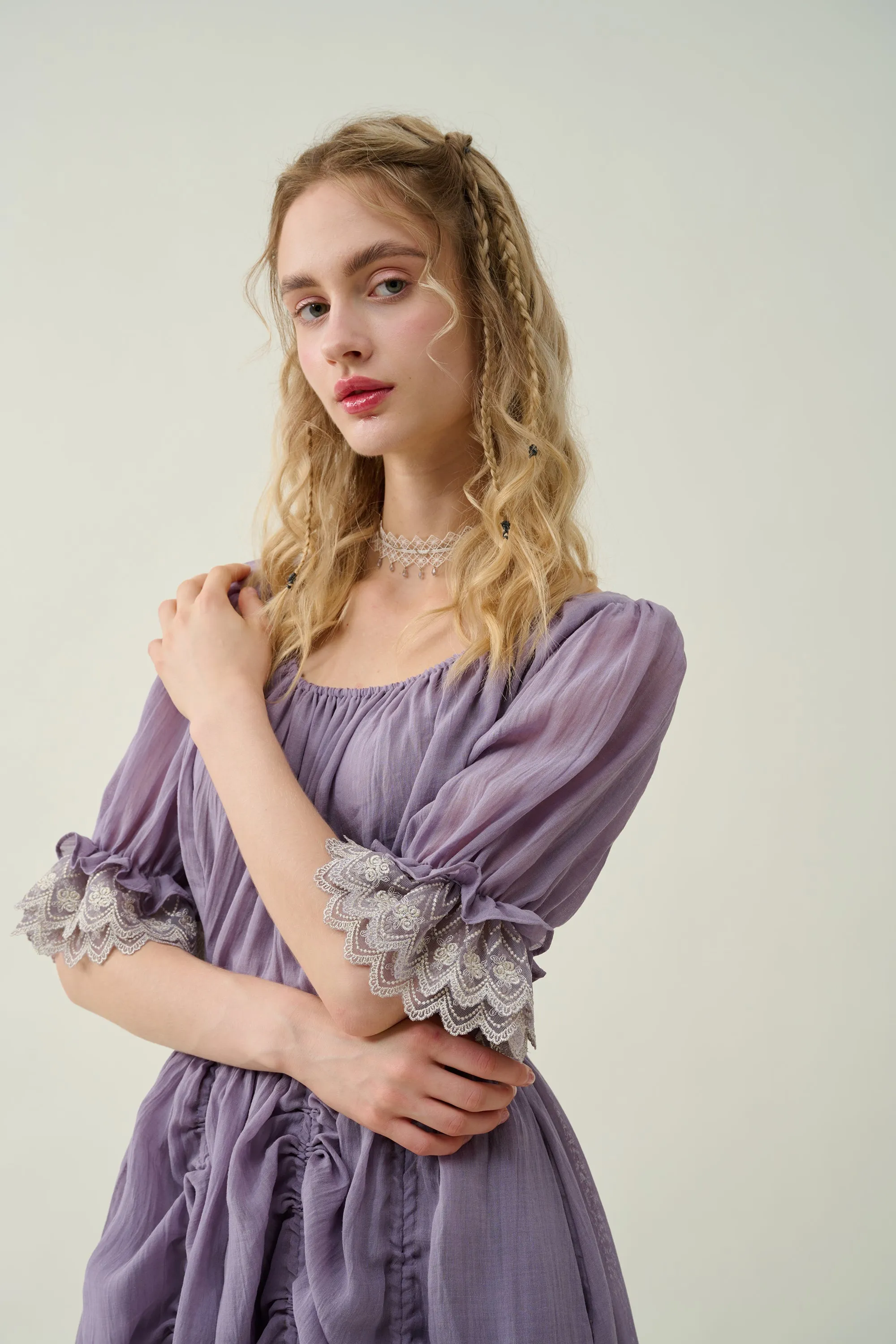 Elowen 27 | Lace Linen dress gown ( 2 way to wear )