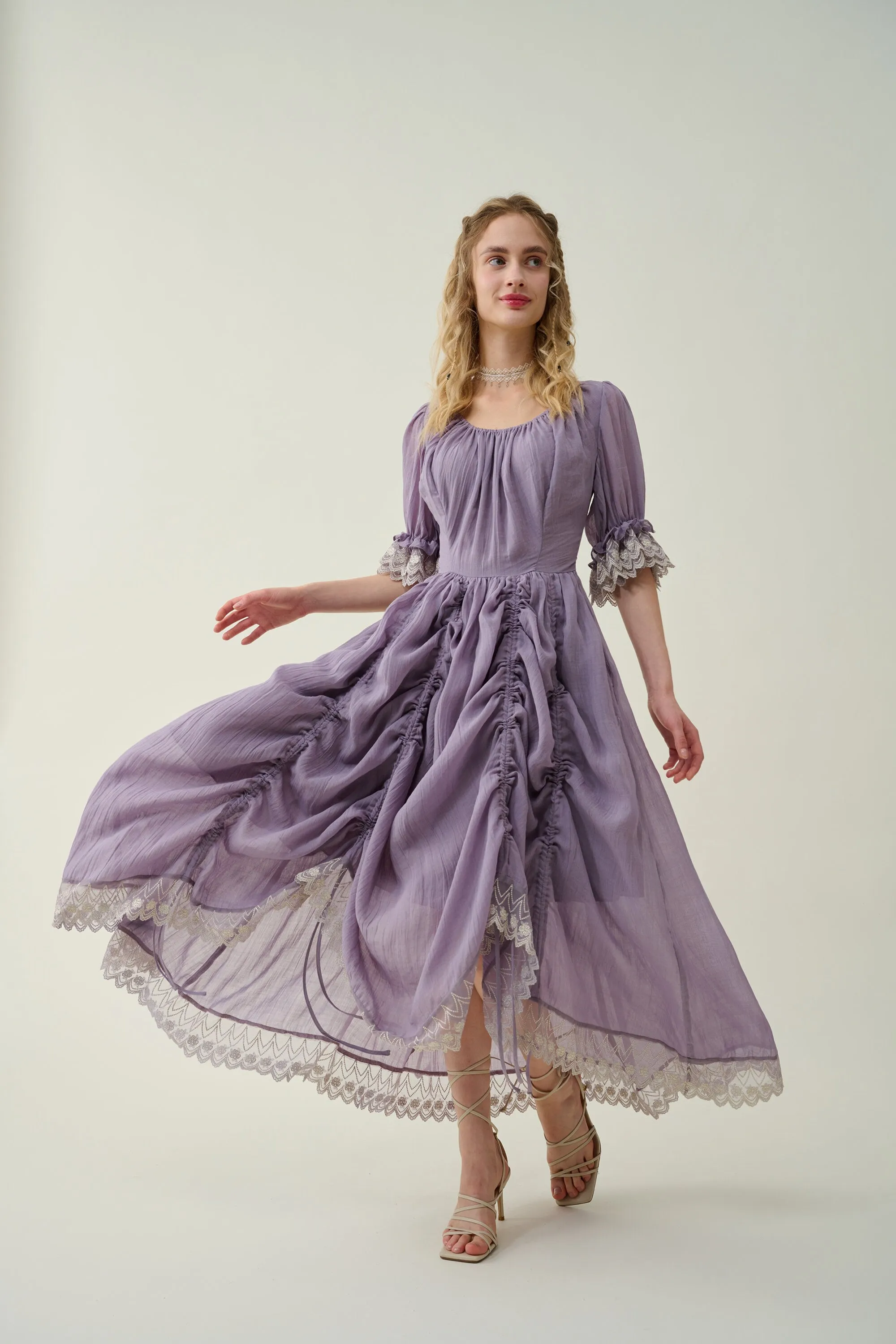 Elowen 27 | Lace Linen dress gown ( 2 way to wear )
