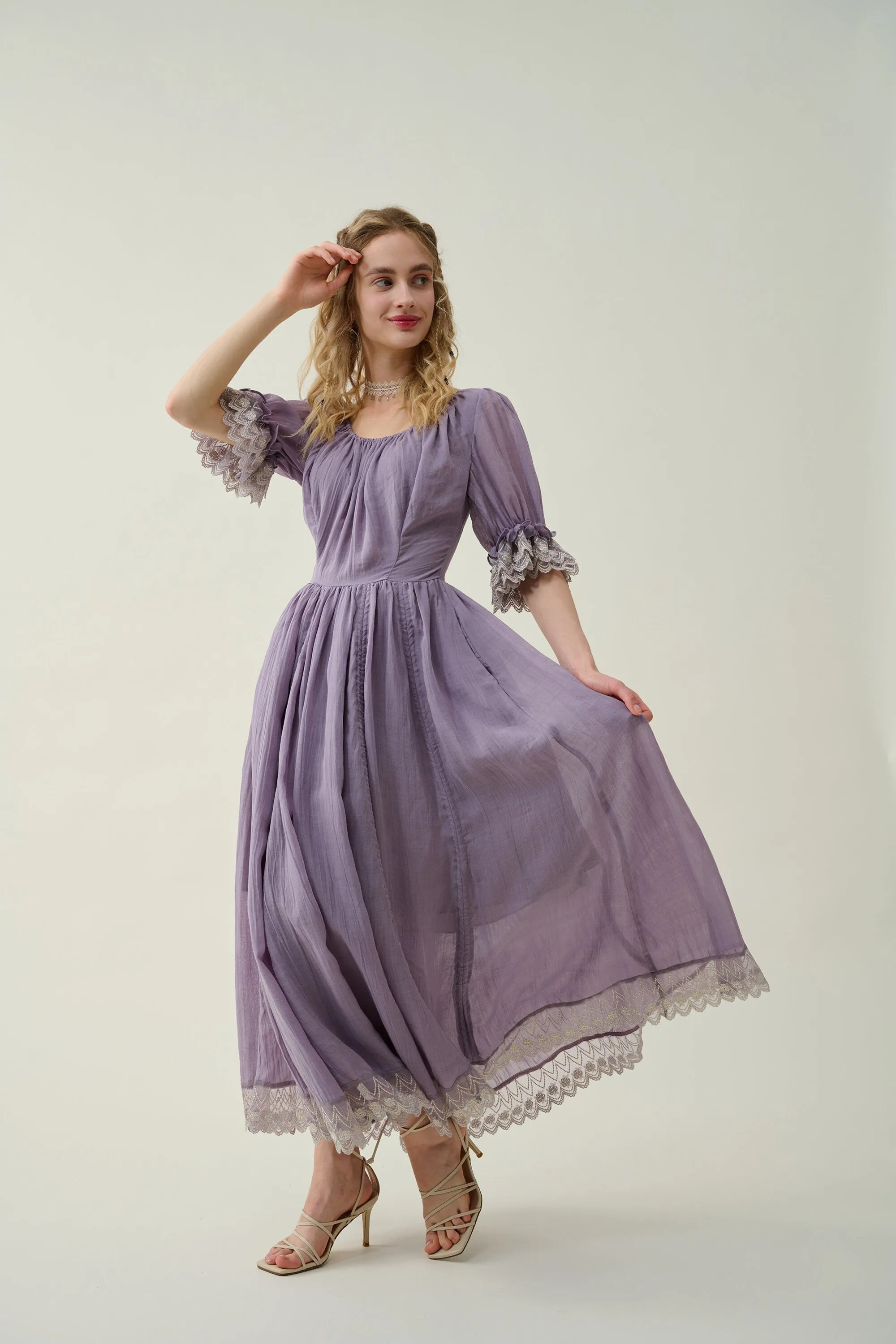 Elowen 27 | Lace Linen dress gown ( 2 way to wear )