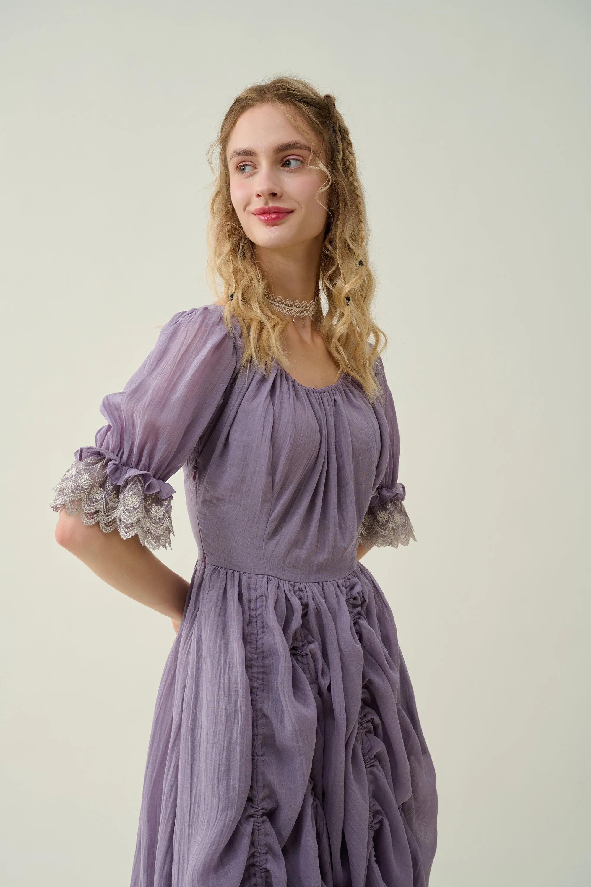 Elowen 27 | Lace Linen dress gown ( 2 way to wear )