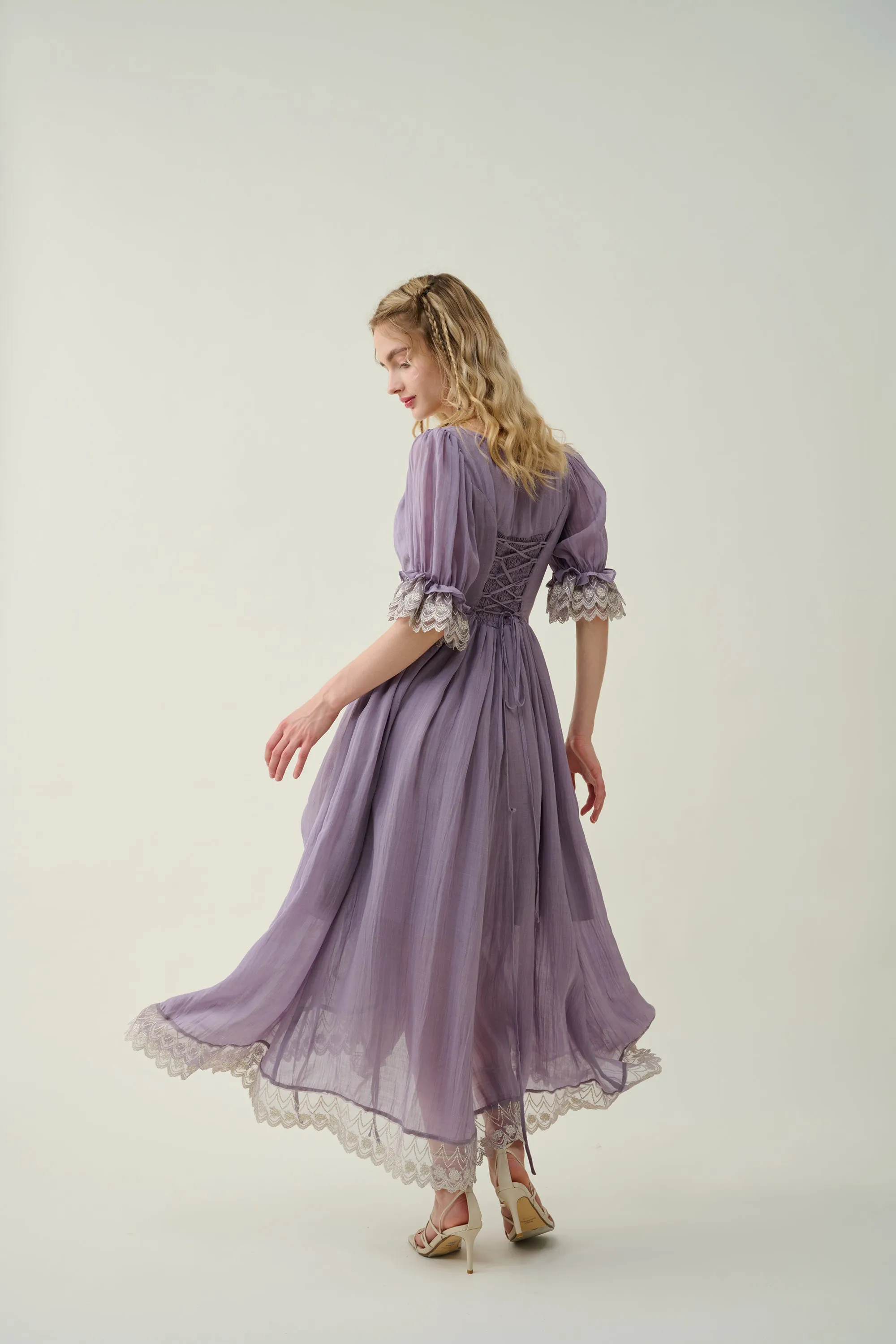 Elowen 27 | Lace Linen dress gown ( 2 way to wear )