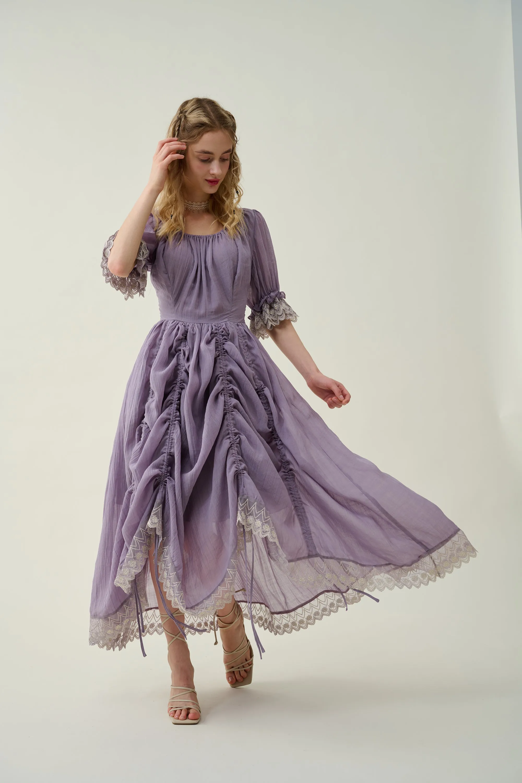 Elowen 27 | Lace Linen dress gown ( 2 way to wear )