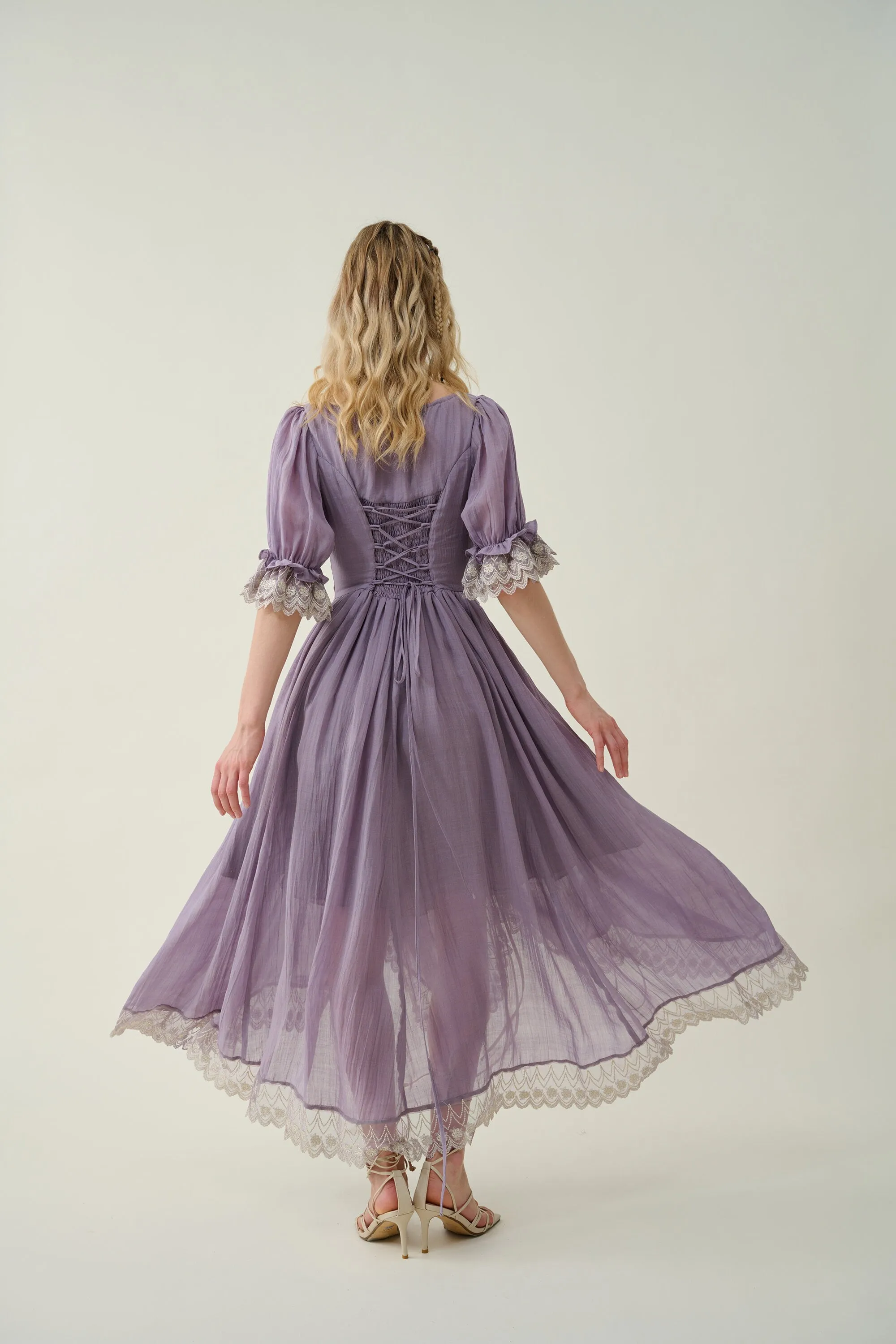 Elowen 27 | Lace Linen dress gown ( 2 way to wear )