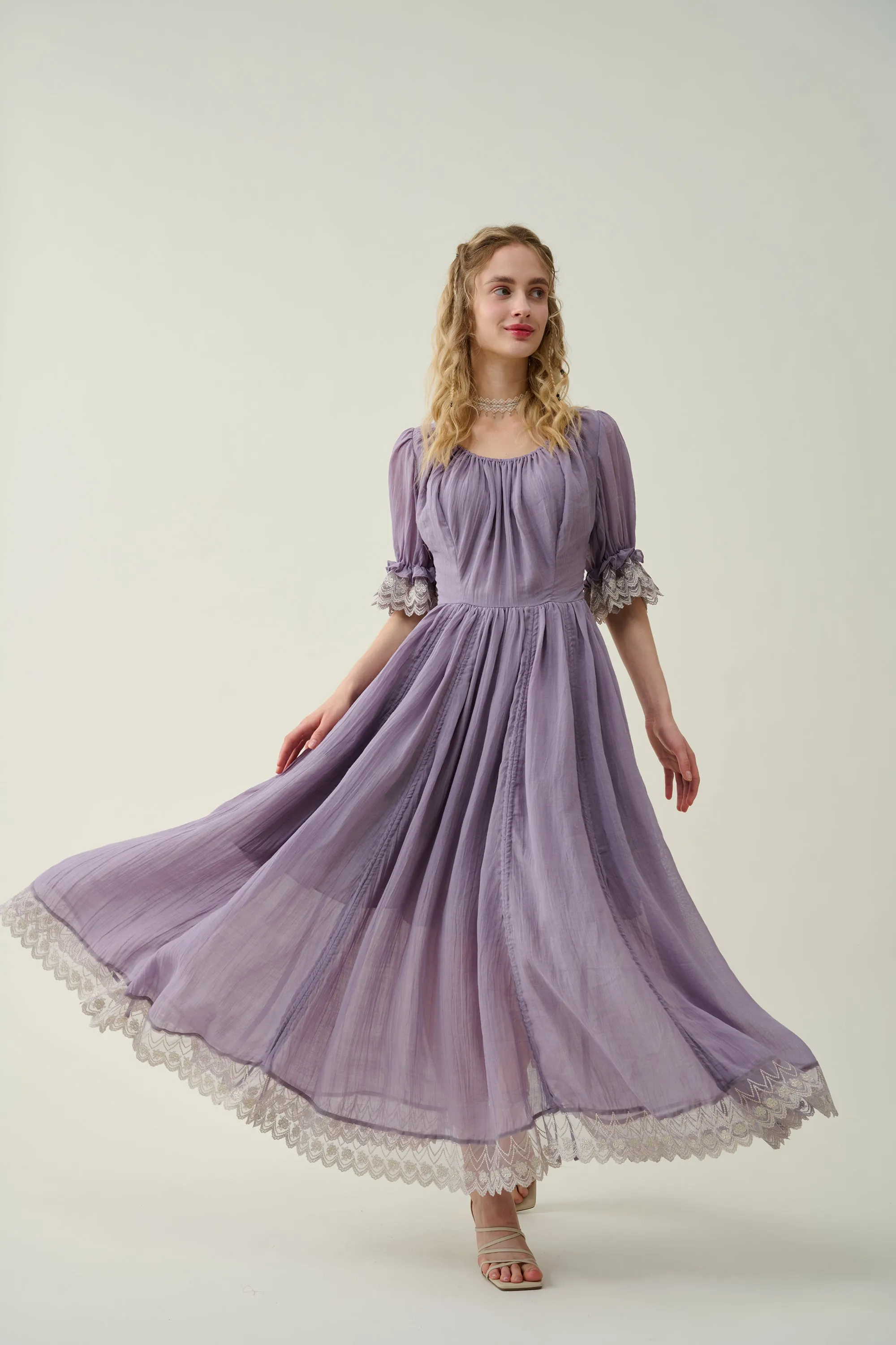Elowen 27 | Lace Linen dress gown ( 2 way to wear )