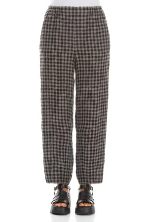 Grey Check Linen Pencil Trousers
