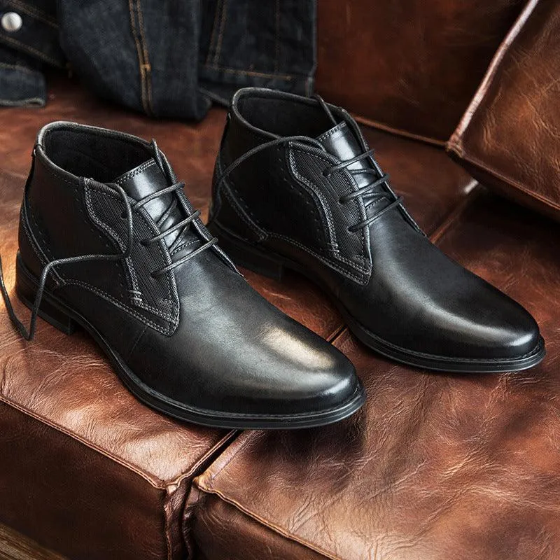 High-top Shoes British Gentleman First Layer Cowhide Men's Boots