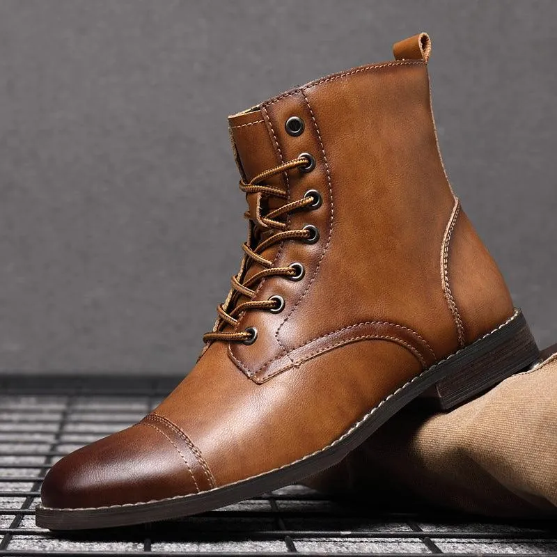 Men's Martin Boots Men's Shoes Pointed Toe Retro Leather Boots
