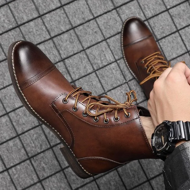 Men's Martin Boots Men's Shoes Pointed Toe Retro Leather Boots