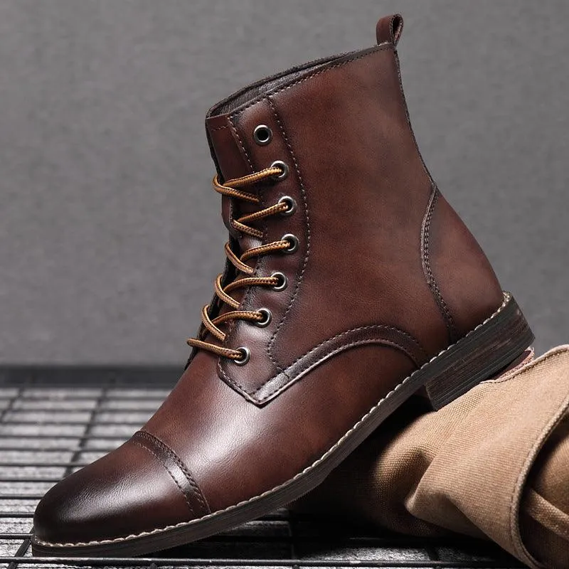 Men's Martin Boots Men's Shoes Pointed Toe Retro Leather Boots