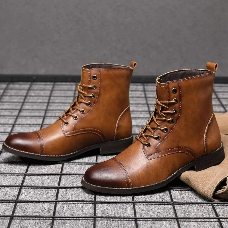 Men's Martin Boots Men's Shoes Pointed Toe Retro Leather Boots