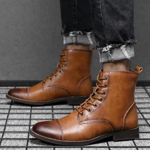 Men's Martin Boots Men's Shoes Pointed Toe Retro Leather Boots