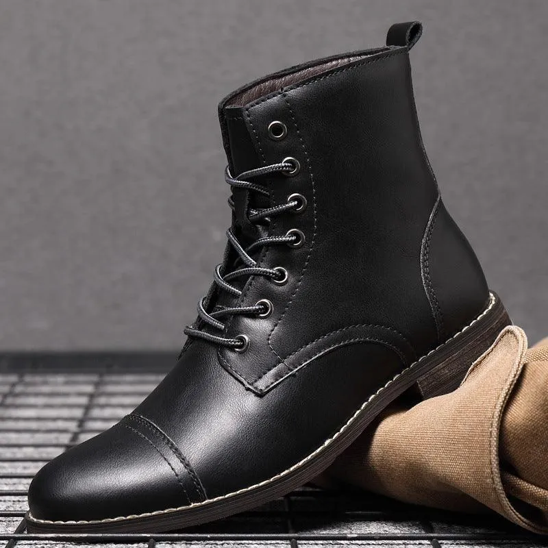 Men's Martin Boots Men's Shoes Pointed Toe Retro Leather Boots
