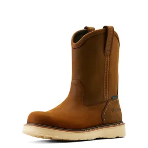 Rebar Soft-Toe Waterproof Pull-On Wedge Boot Distressed Brown