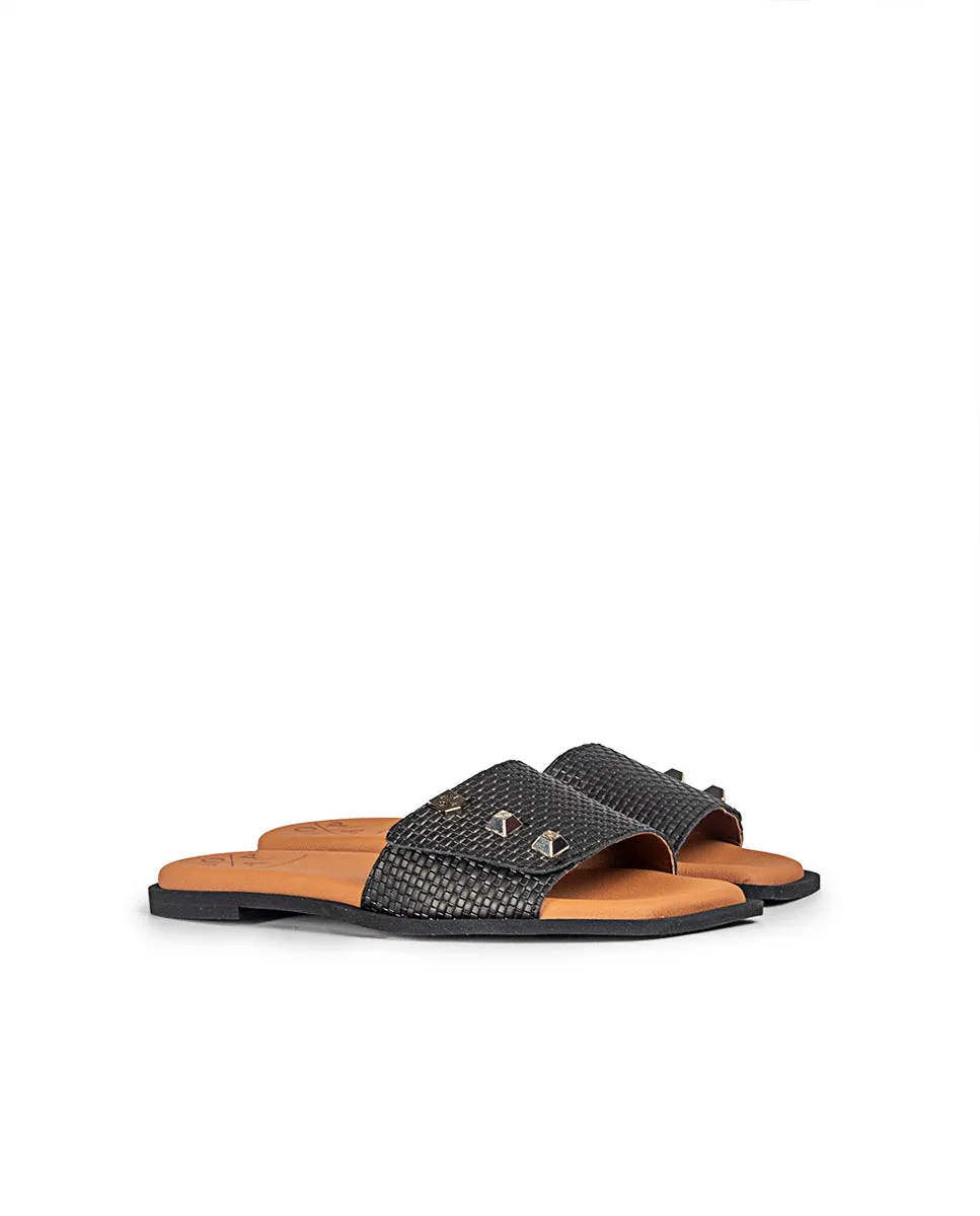 Sandalia Plana Nazare Trenzado Negro