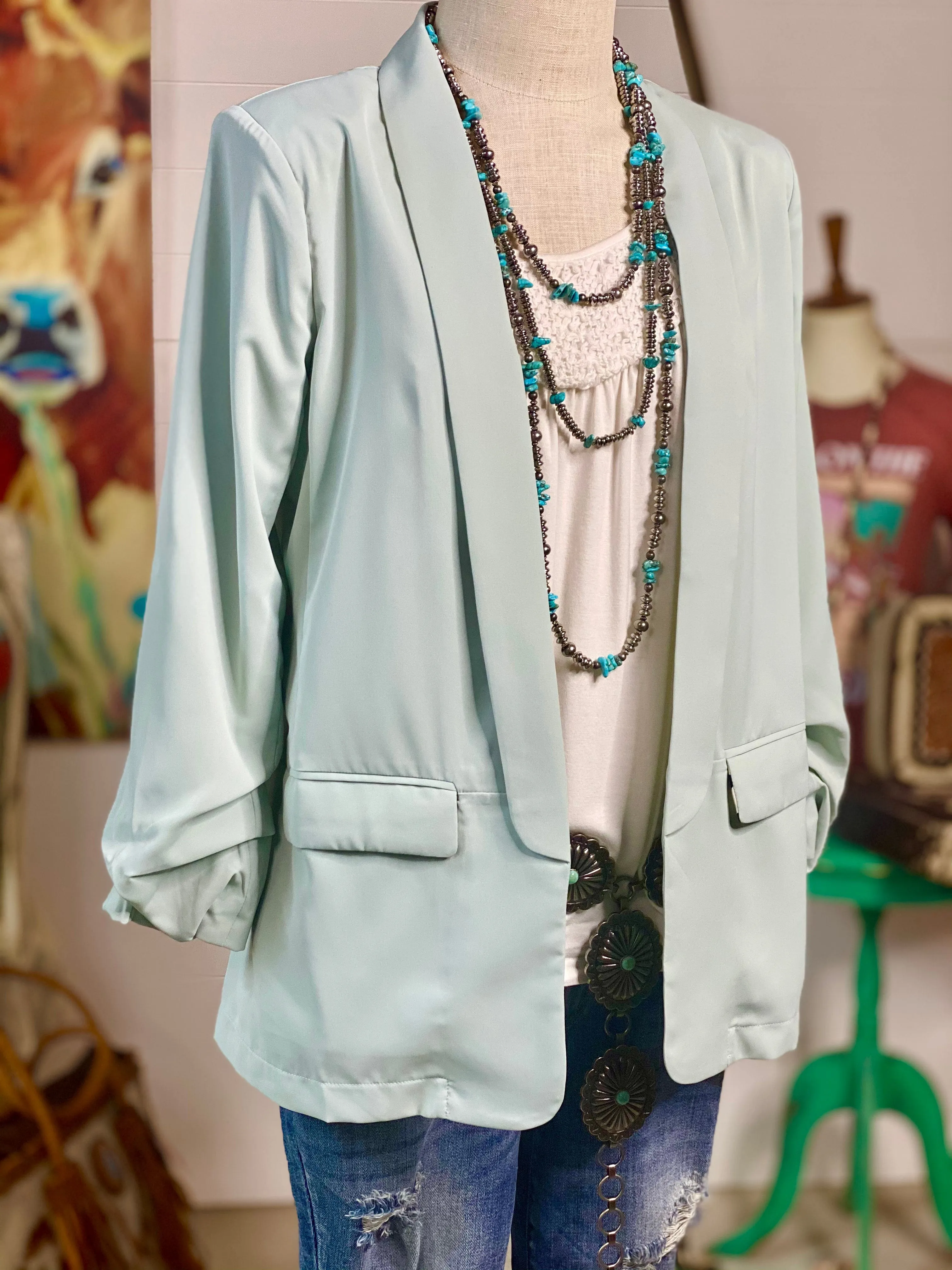 The Pecos Must Have Mint Blazer
