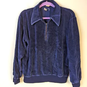 Vintage 70's Velour Blue Nabholz  Sportables by Martin Burns Top - Large